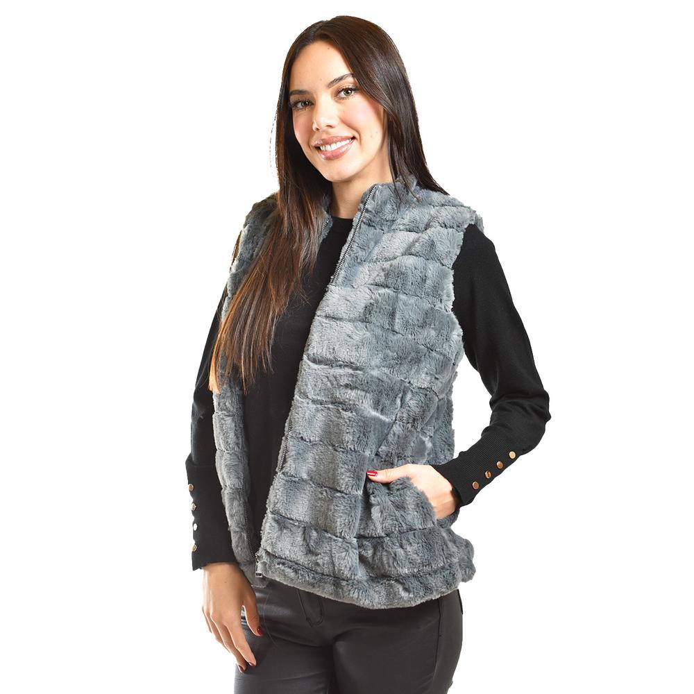 Chaleco De Pelo Sintetico Roman Fashion /juvenil, 3902 (gris) Gris