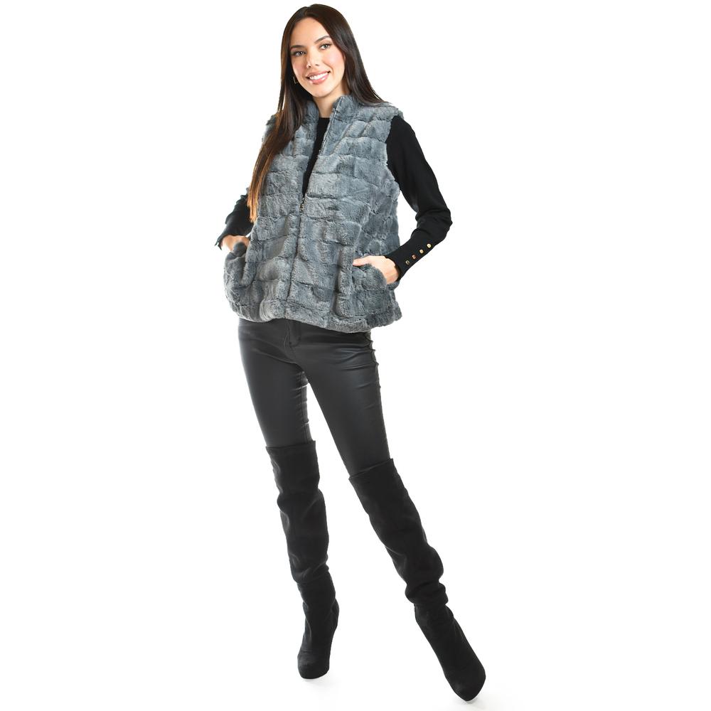 Foto 4 | Chaleco De Pelo Sintetico Roman Fashion /juvenil, 3902 (gris) Gris
