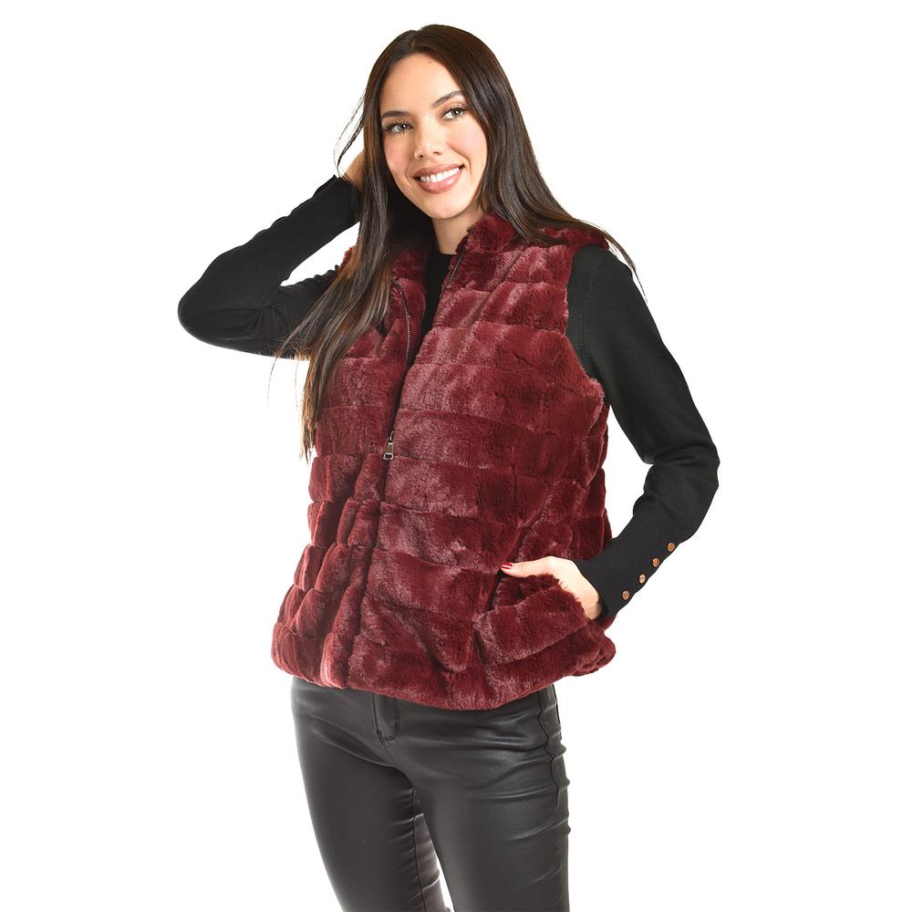 Foto 5 | Chaleco De Pelo Sintetico Roman Fashion /juvenil, 3902 (vino) Vino