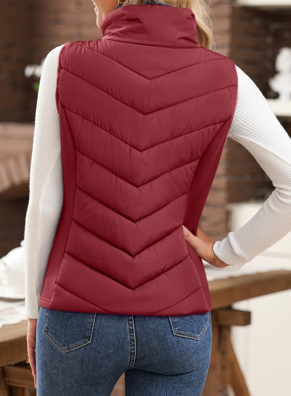 Foto 3 pulgar | Chaleco Acolchado Dokotoo Para Mujer, Color Rojo Cálido, Cuello Alto, Xxl - Venta Internacional.