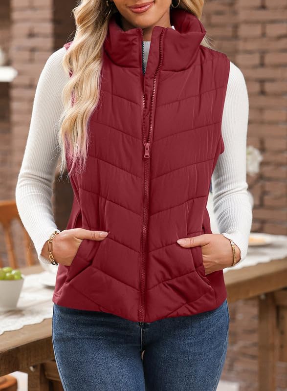 Foto 4 pulgar | Chaleco Acolchado Dokotoo Para Mujer, Color Rojo Cálido, Cuello Alto, Xxl - Venta Internacional.
