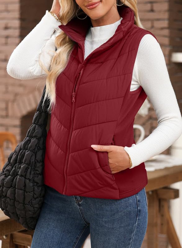Foto 5 pulgar | Chaleco Acolchado Dokotoo Para Mujer, Color Rojo Cálido, Cuello Alto, Xxl - Venta Internacional.