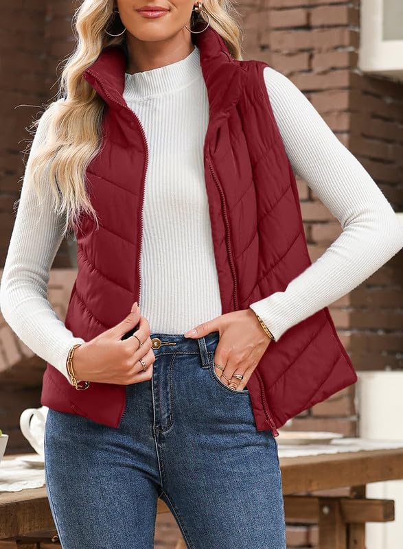 Foto 6 pulgar | Chaleco Acolchado Dokotoo Para Mujer, Color Rojo Cálido, Cuello Alto, Xxl - Venta Internacional.