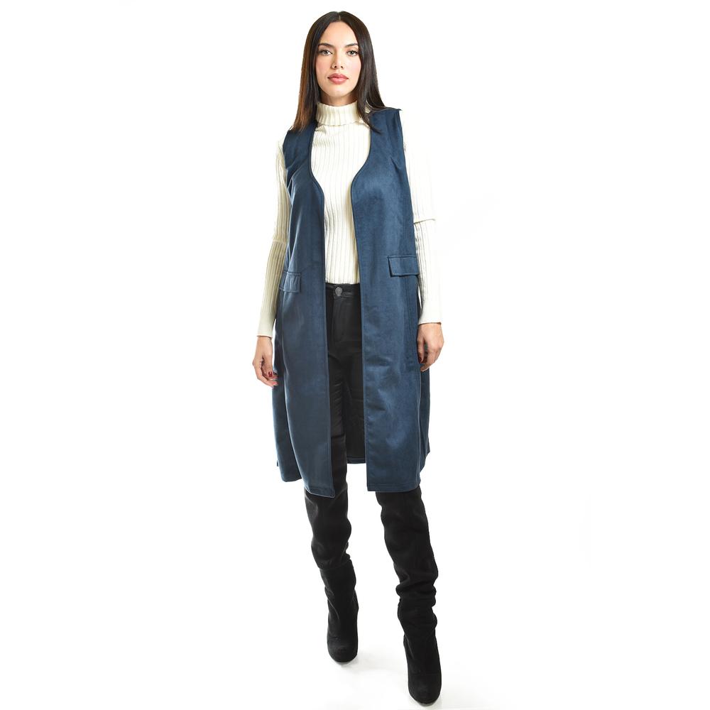 Foto 1 | Chaleco Largo Tipo Gamuza Roman Fashion /juvenil, 3905 (azul Marino) Azul Marino