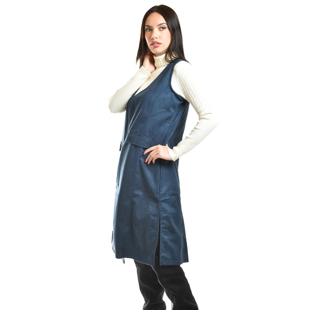 Foto 2 | Chaleco Largo Tipo Gamuza Roman Fashion /juvenil, 3905 (azul Marino) Azul Marino