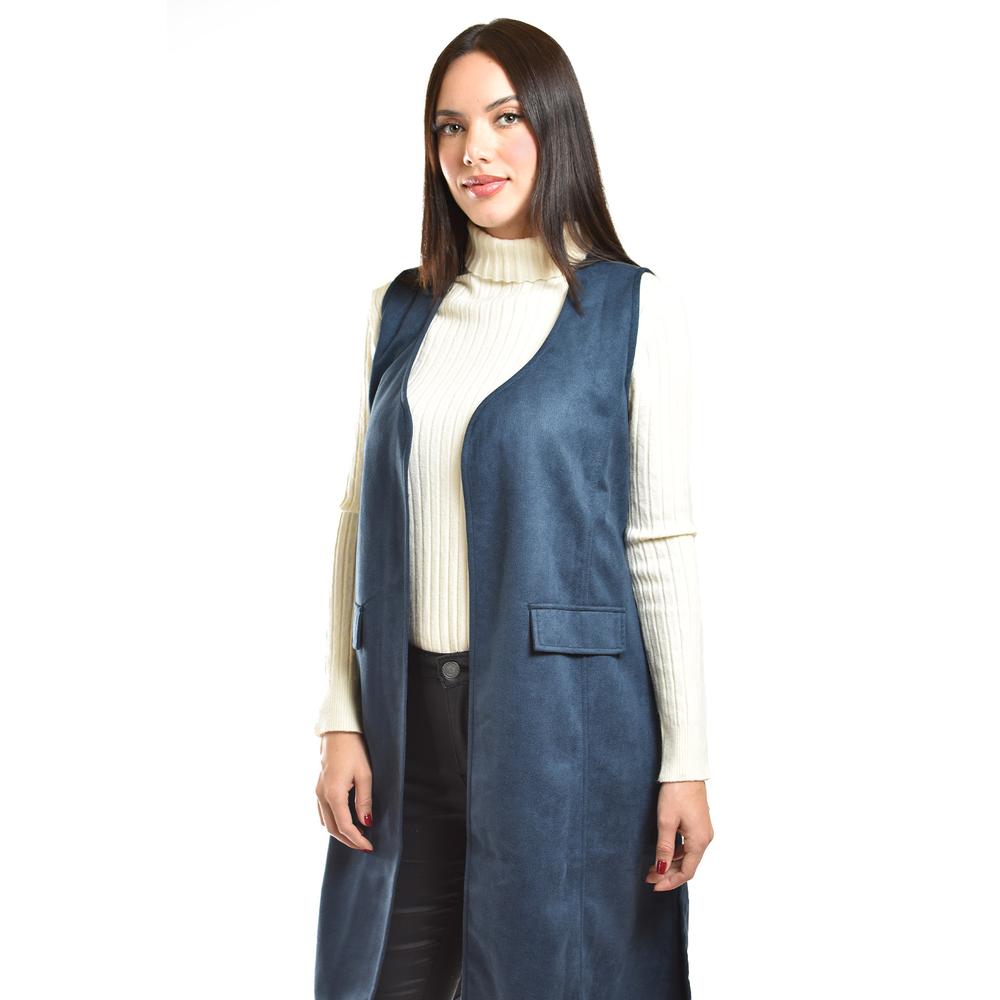Foto 4 | Chaleco Largo Tipo Gamuza Roman Fashion /juvenil, 3905 (azul Marino) Azul Marino