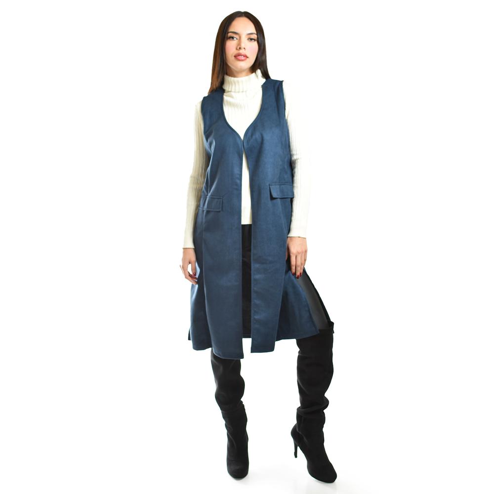 Foto 5 | Chaleco Largo Tipo Gamuza Roman Fashion /juvenil, 3905 (azul Marino) Azul Marino