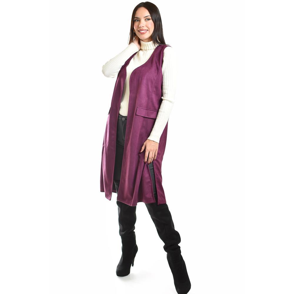 Foto 2 | Chaleco Largo Tipo Gamuza Roman Fashion /juvenil, 3905 (magenta) Fucsia Oscuro