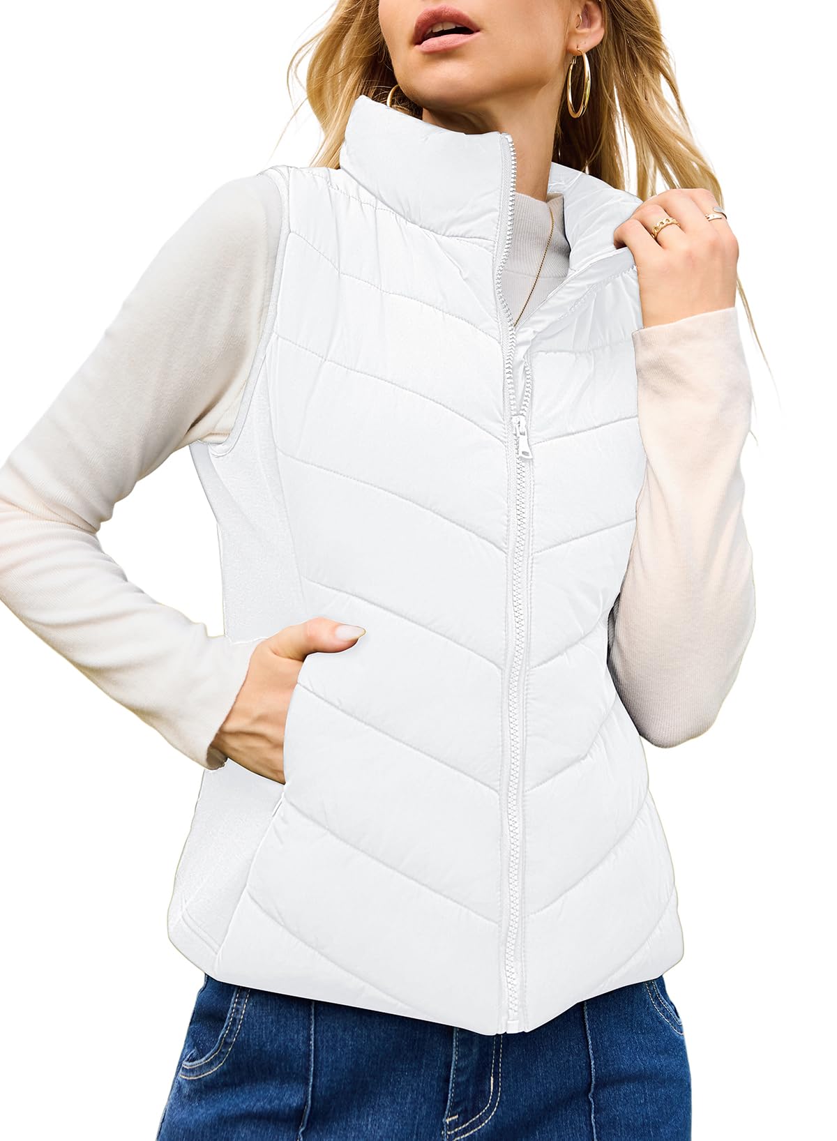 Foto 2 pulgar | Abrigo De Invierno Dokotoo Con Forma De Chaleco Acolchado Para Mujer, Color Blanco, Xxl - Venta Internacional.