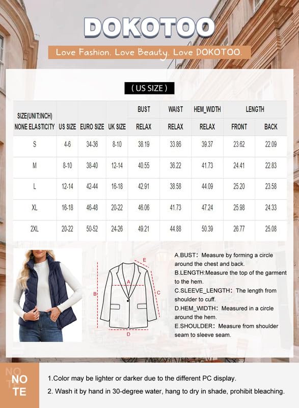 Foto 7 pulgar | Abrigo De Invierno Dokotoo Con Forma De Chaleco Acolchado Para Mujer, Color Blanco, Xxl - Venta Internacional.