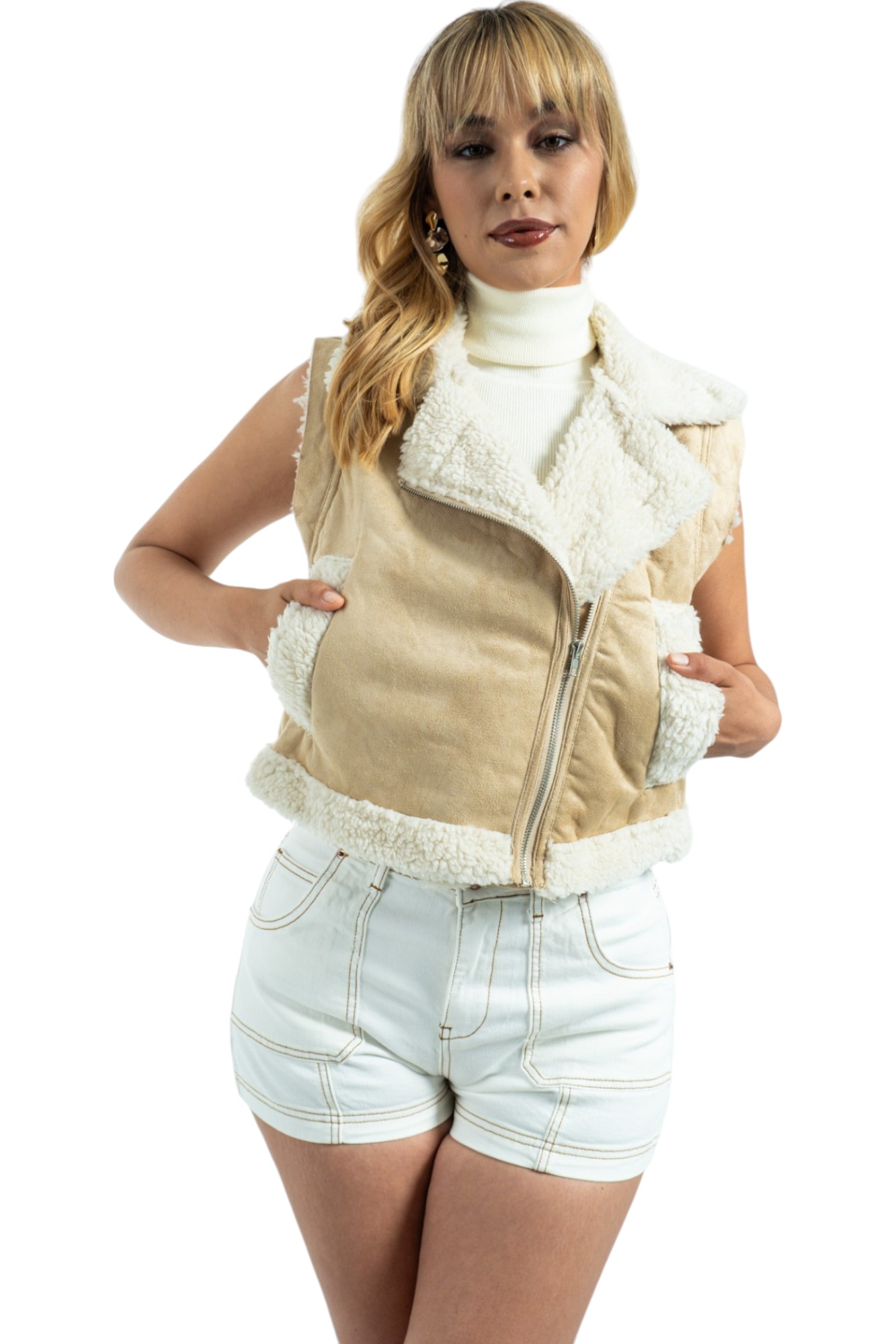 Foto 2 | Chaleco Para Mujer Acolchado Con Interior De Borrego