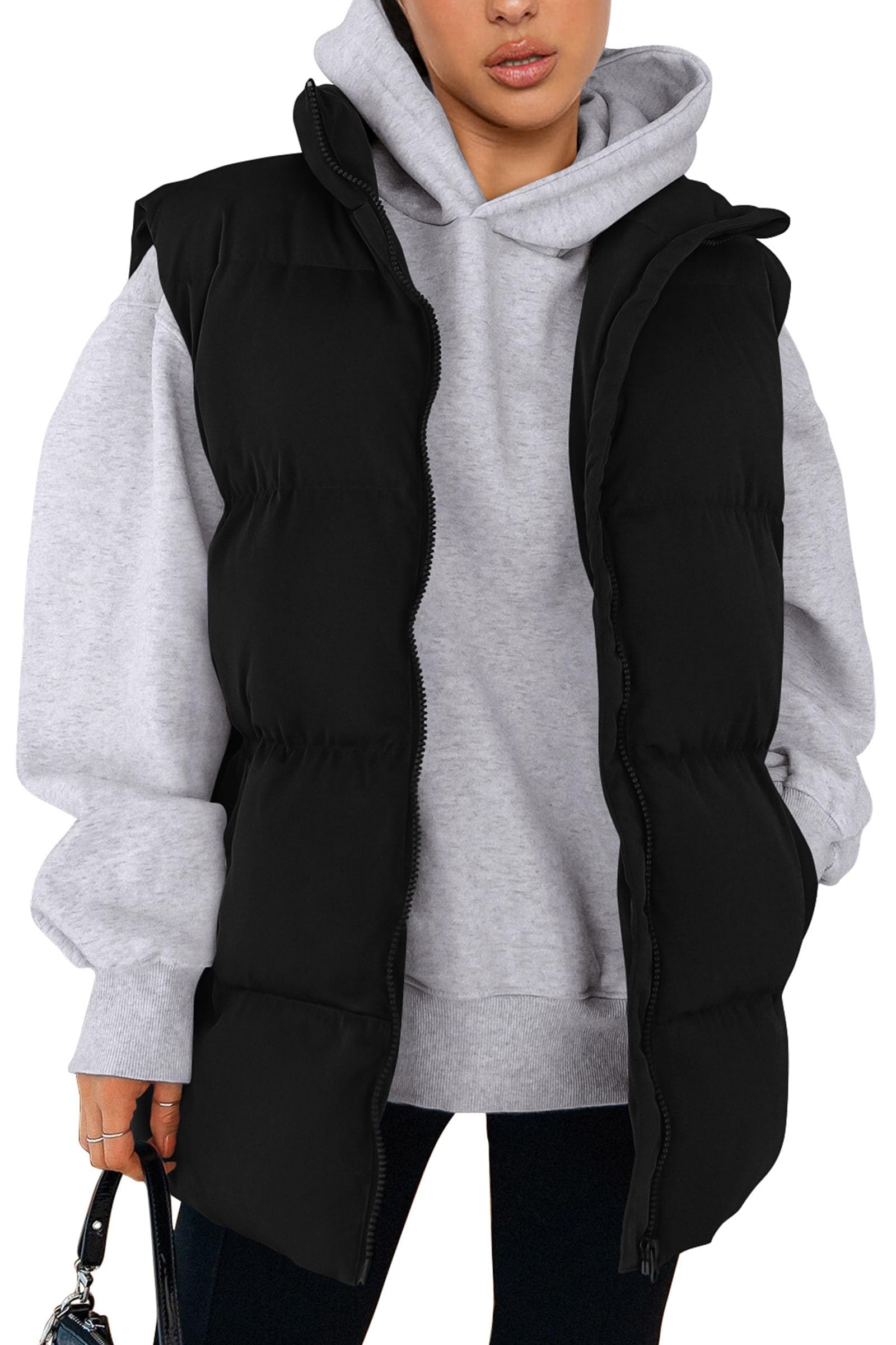 Foto 2 pulgar | Chalecos Acolchados Prettygarden Para Mujer, Color Negro, Talla L - Venta Internacional.