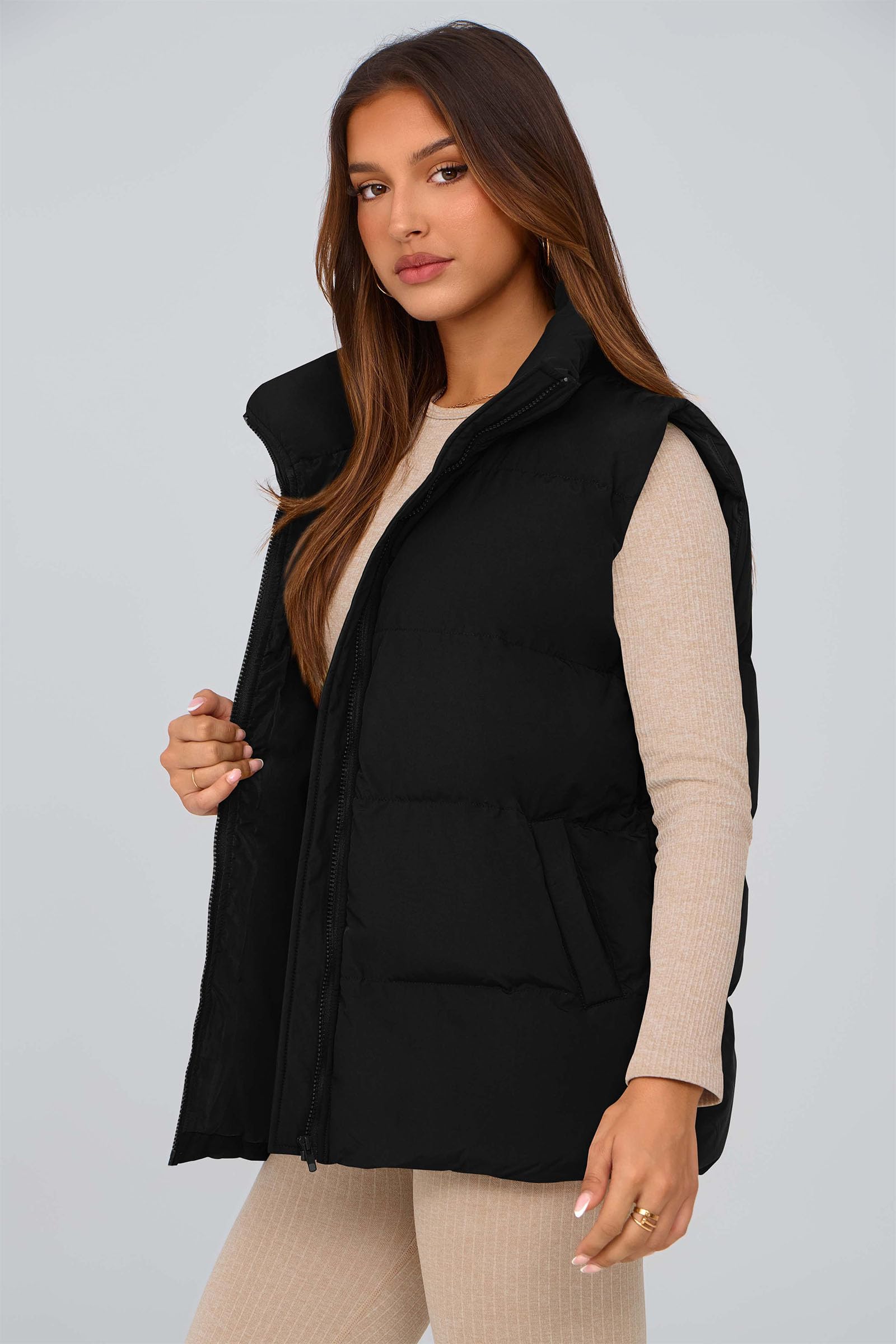 Foto 5 pulgar | Chalecos Acolchados Prettygarden Para Mujer, Color Negro, Talla L - Venta Internacional.
