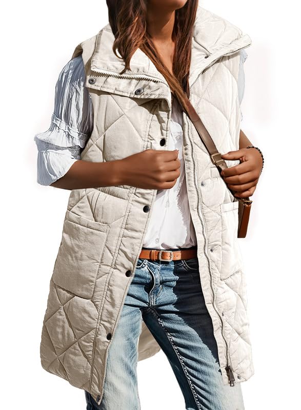 Foto 2 pulgar | Chaleco Acolchado Dokotoo Gris Con Cuello Alto Y Cremallera Para Invierno Xxl Para Mujer - Venta Internacional.