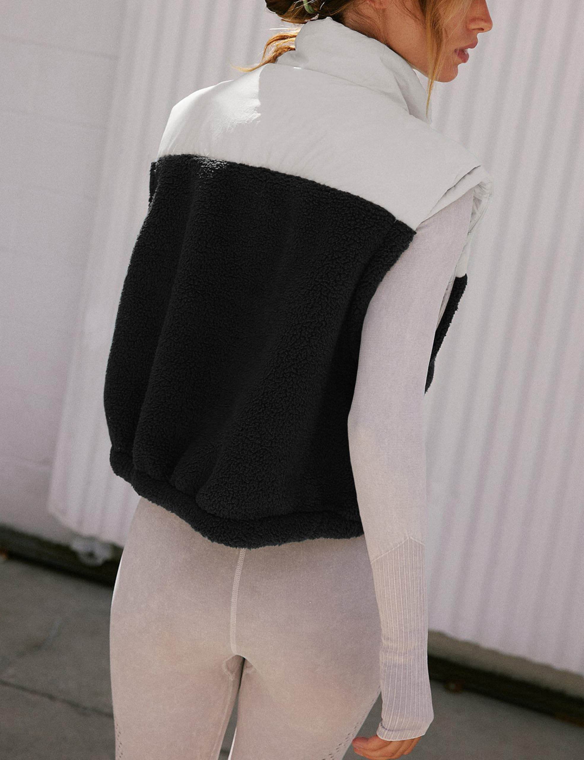 Foto 3 pulgar | Chaleco Yeokou Para Mujer, Forro Polar Sherpa, Corto, Color Negro Cálido, Talla Xl - Venta Internacional.