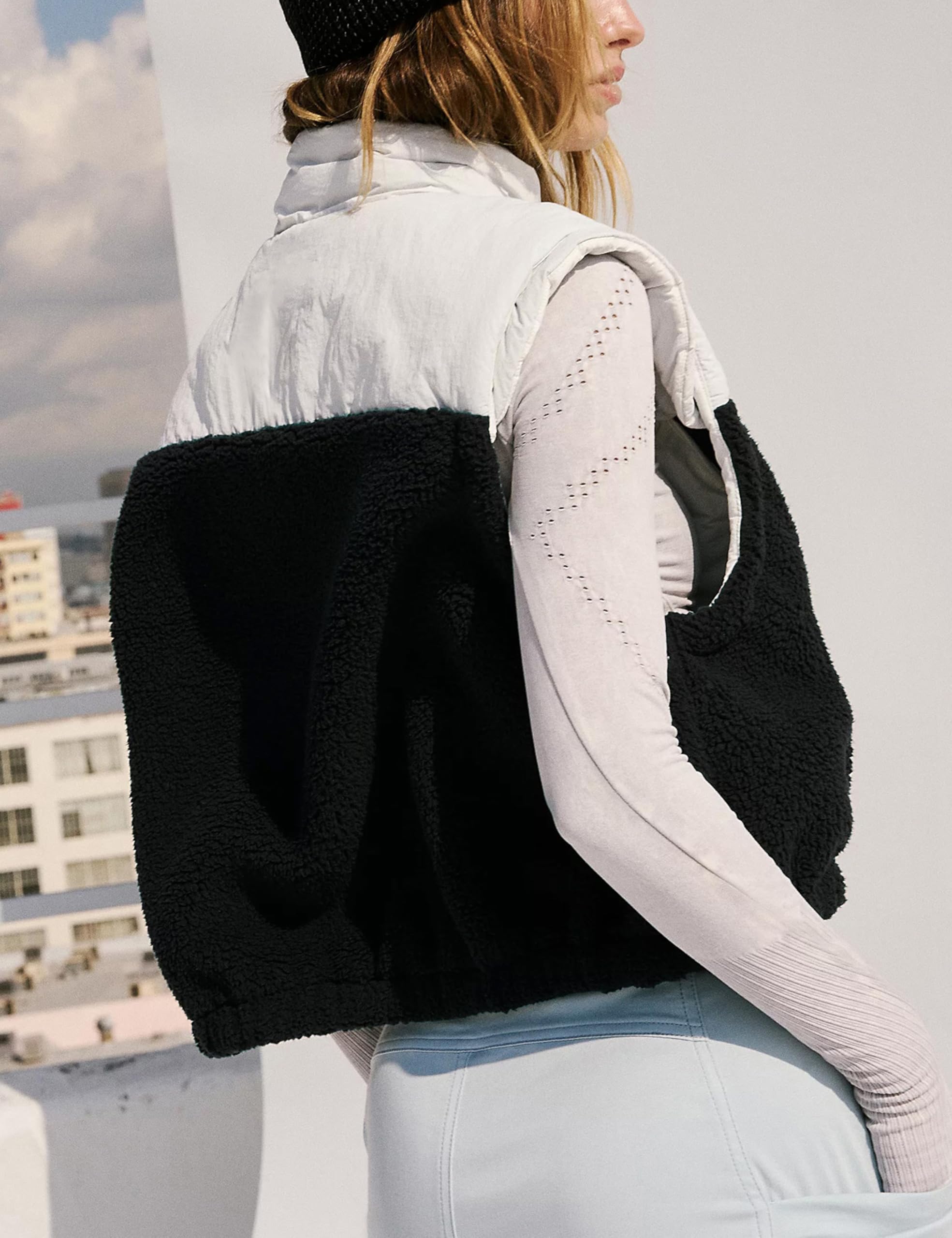 Foto 4 pulgar | Chaleco Yeokou Para Mujer, Forro Polar Sherpa, Corto, Color Negro Cálido, Talla Xl - Venta Internacional.