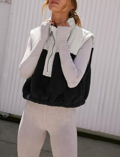 Foto 4 | Chaleco Yeokou Para Mujer, Forro Polar Sherpa, Corto, Color Negro Cálido, Talla Xl - Venta Internacional.