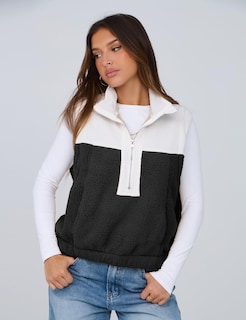 Foto 6 | Chaleco Yeokou Para Mujer, Forro Polar Sherpa, Corto, Color Negro Cálido, Talla Xl - Venta Internacional.