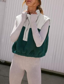 Foto 4 | Chaleco Yeokou Para Mujer, Forro Polar Sherpa, Corto, Cálido, Verde Oscuro, Talla Xl - Venta Internacional.