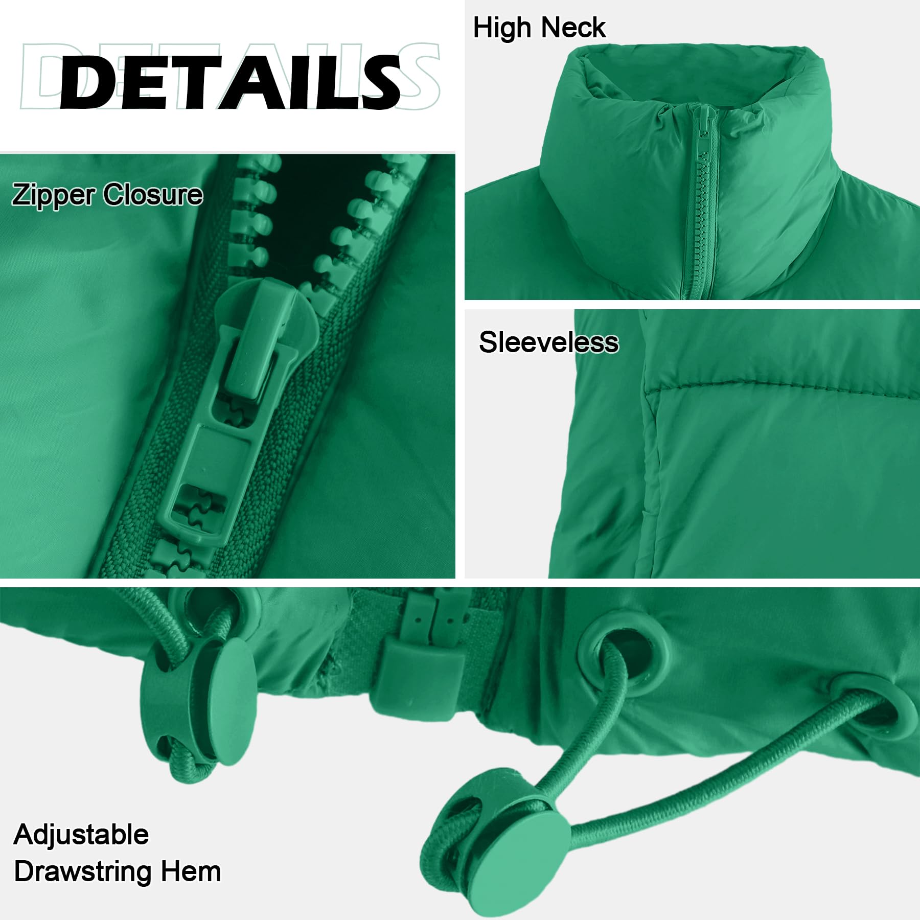 Foto 4 pulgar | Chaleco Acolchado Corto Zando Fashion Para Mujer, Verde Oscuro, Xl - Venta Internacional.