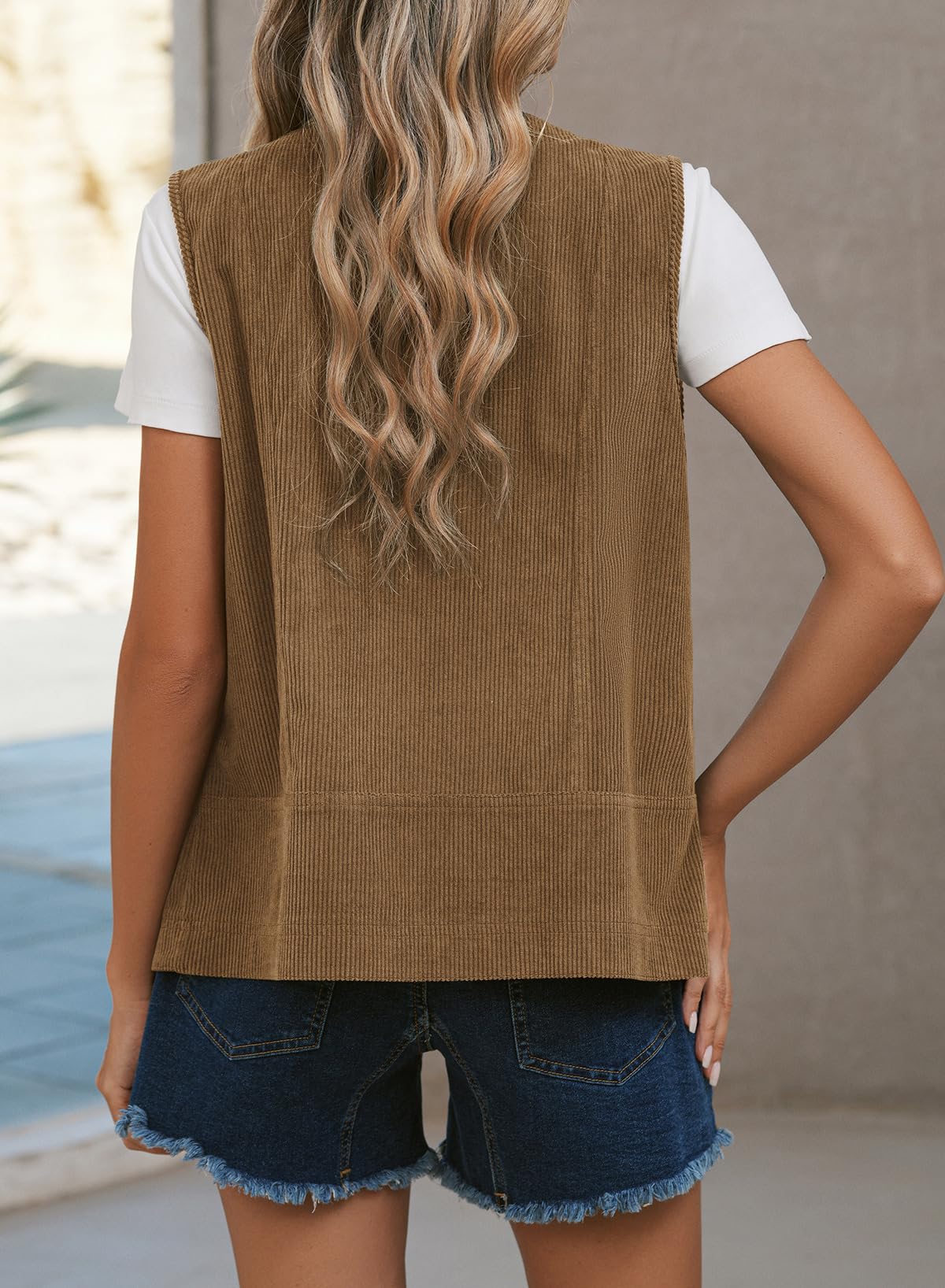 Foto 4 | Chaleco de Pana Dokotoo Café para Mujer - Venta Internacional