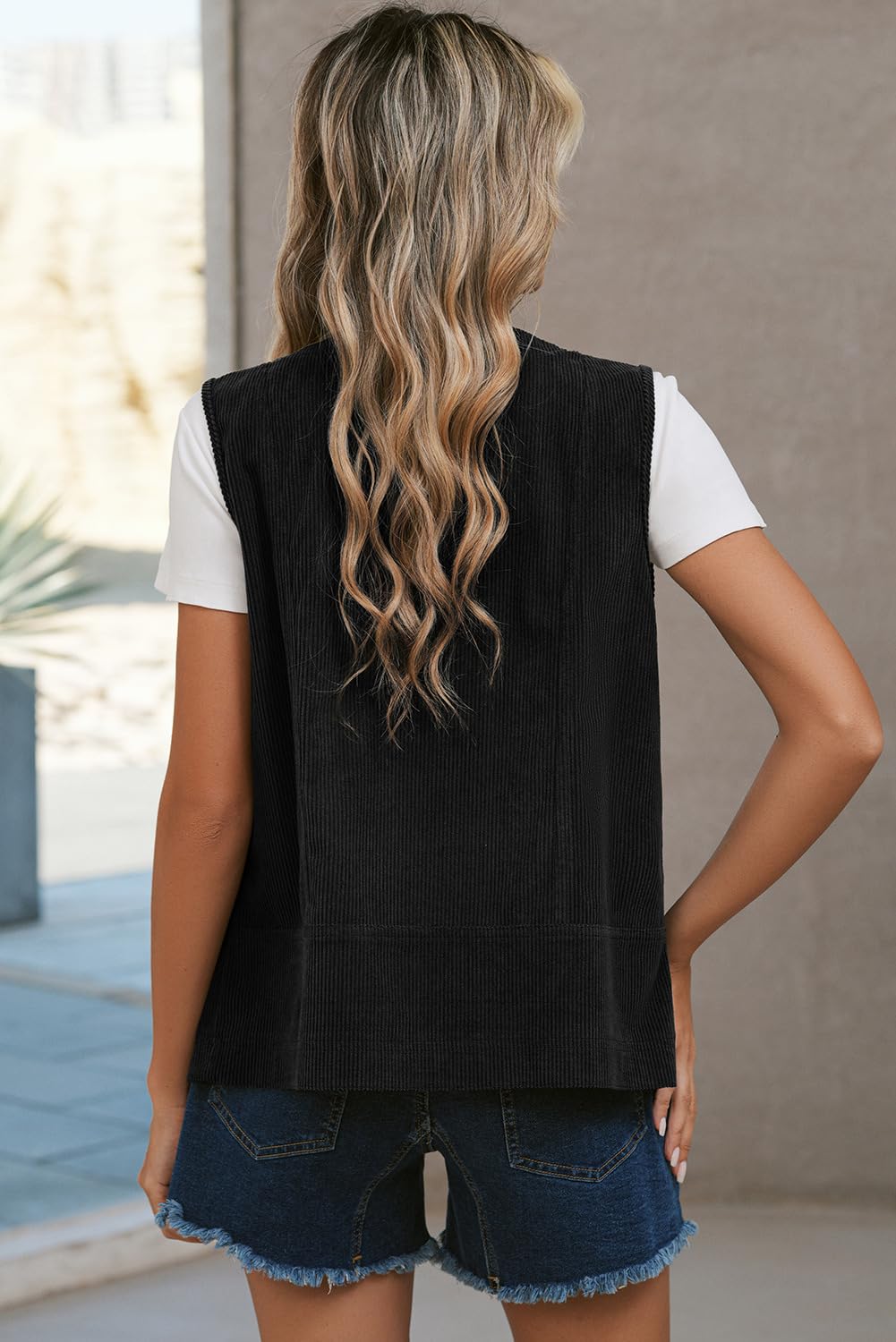 Foto 3 pulgar | Chaleco Dokotoo para Mujer Pana Negro - Venta Internacional