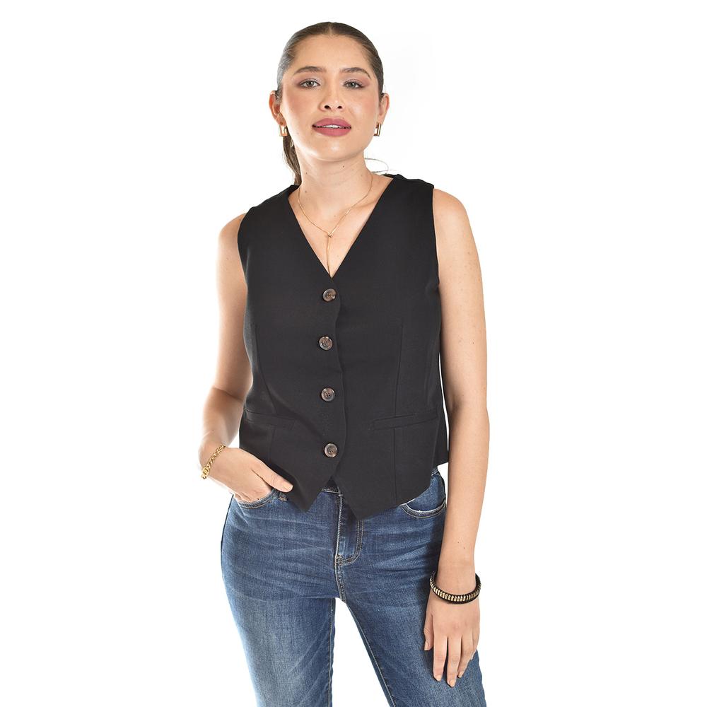 Foto 2 pulgar | Chaleco Estilo Sastre Roman Fashion /juvenil, 2017 (negro Liso) Negro