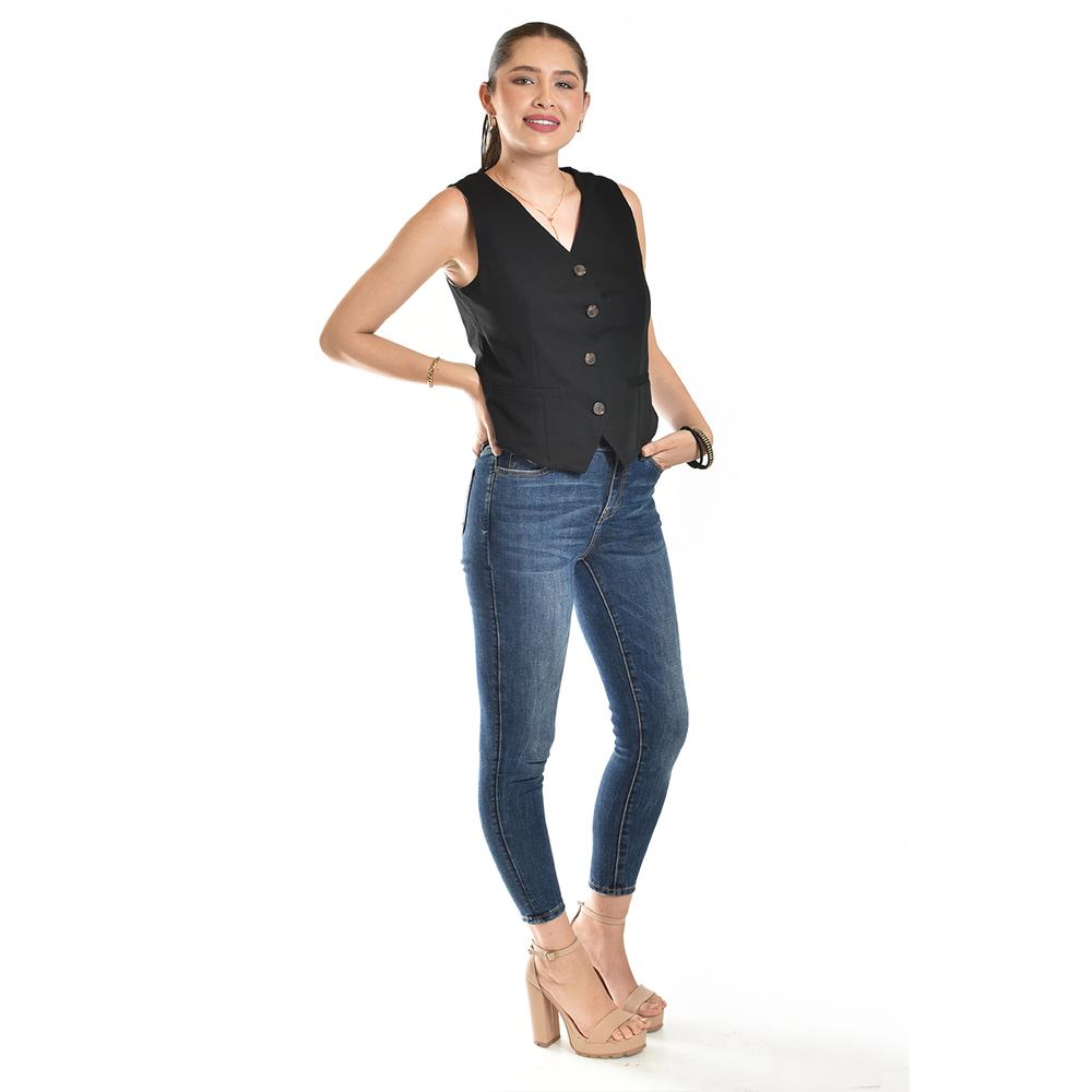 Foto 3 pulgar | Chaleco Estilo Sastre Roman Fashion /juvenil, 2017 (negro Liso) Negro