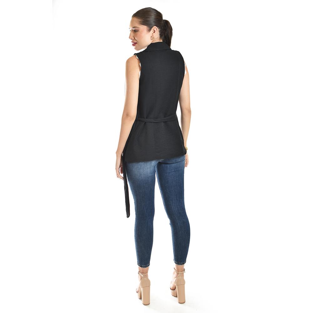 Foto 4 pulgar | Chaleco Elegante Con Cinto Roman Fashion /juvenil, 2557 (negro) Negro