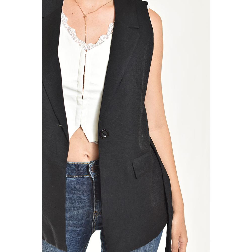 Foto 4 | Chaleco Elegante Con Cinto Roman Fashion /juvenil, 2557 (negro) Negro