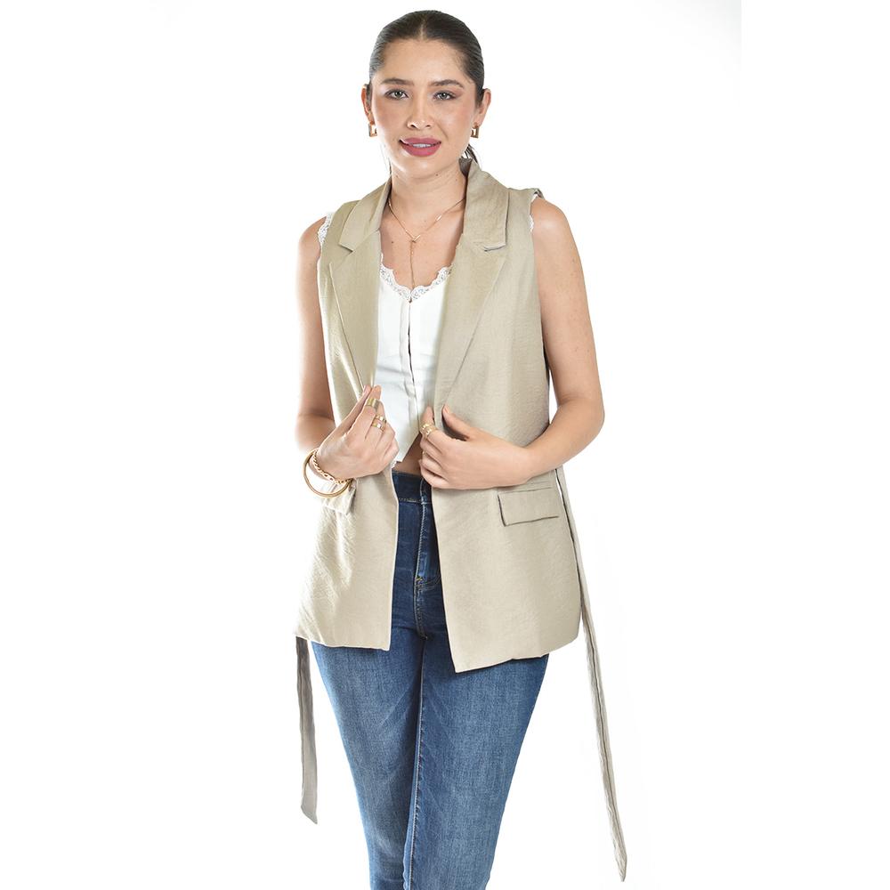 Foto 2 pulgar | Chaleco Elegante Con Cinto Roman Fashion /juvenil, 2557 (cafe) Cafe