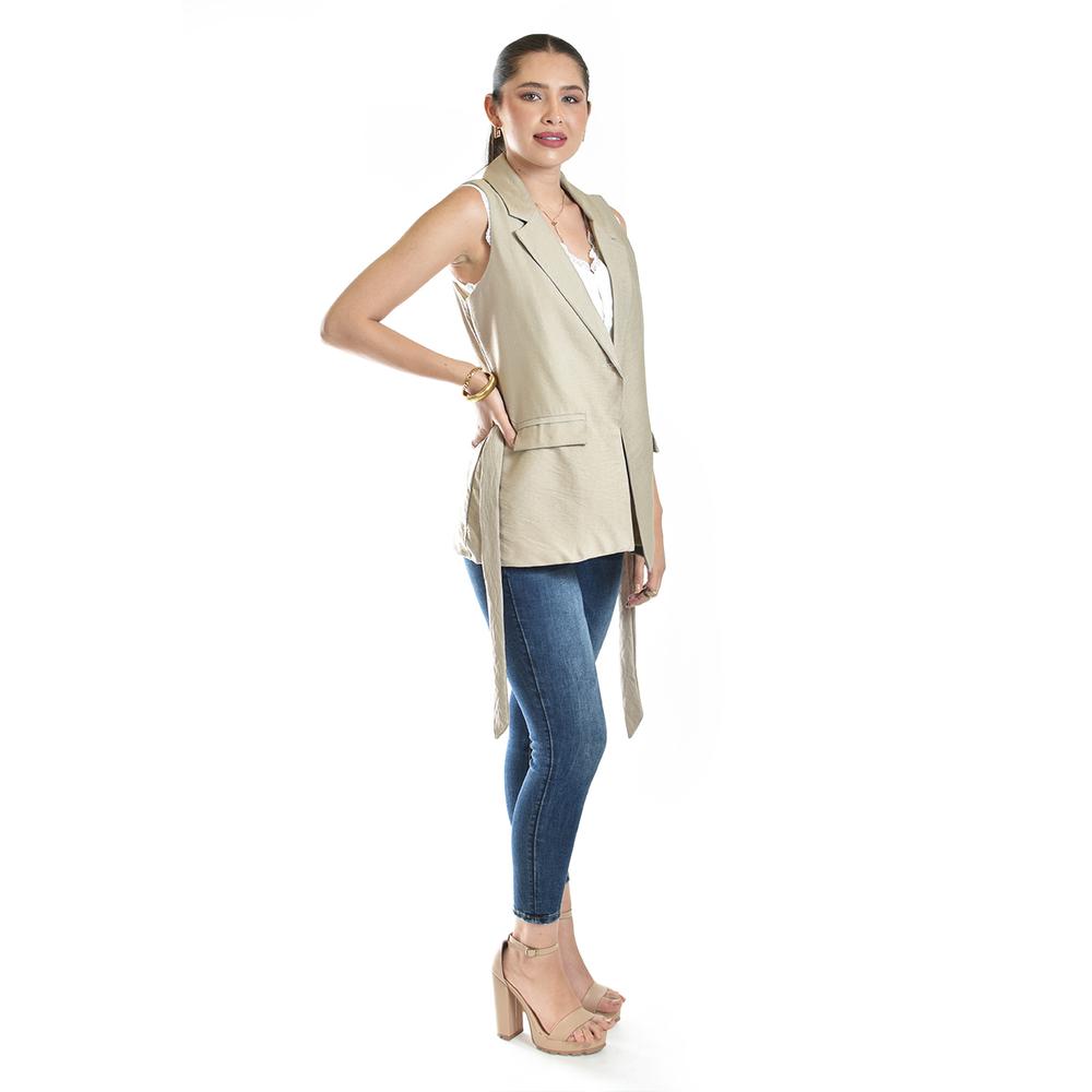 Foto 2 | Chaleco Elegante Con Cinto Roman Fashion /juvenil, 2557 (cafe) Cafe