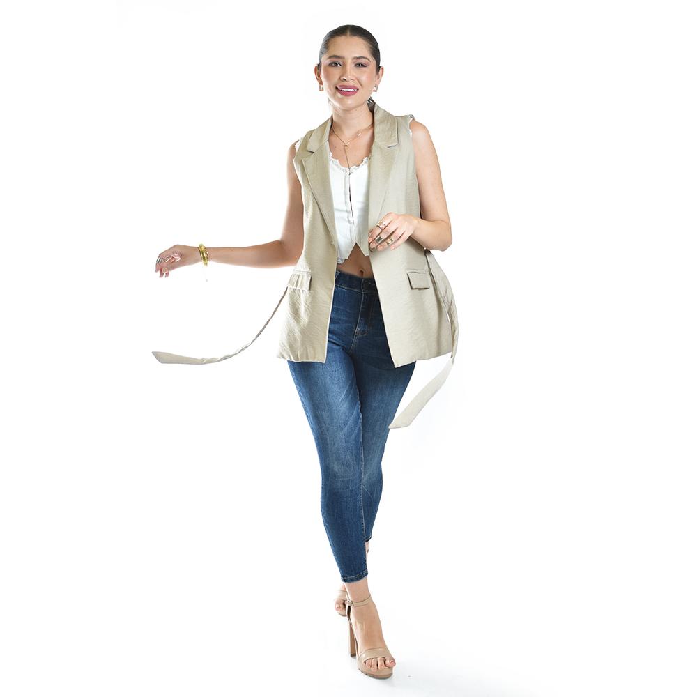 Foto 5 | Chaleco Elegante Con Cinto Roman Fashion /juvenil, 2557 (cafe) Cafe