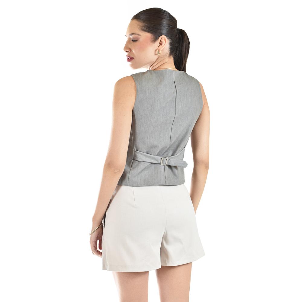 Foto 4 pulgar | Chaleco Estilo Sastre Roman Fashion /juvenil, 2017 (gris) Gris