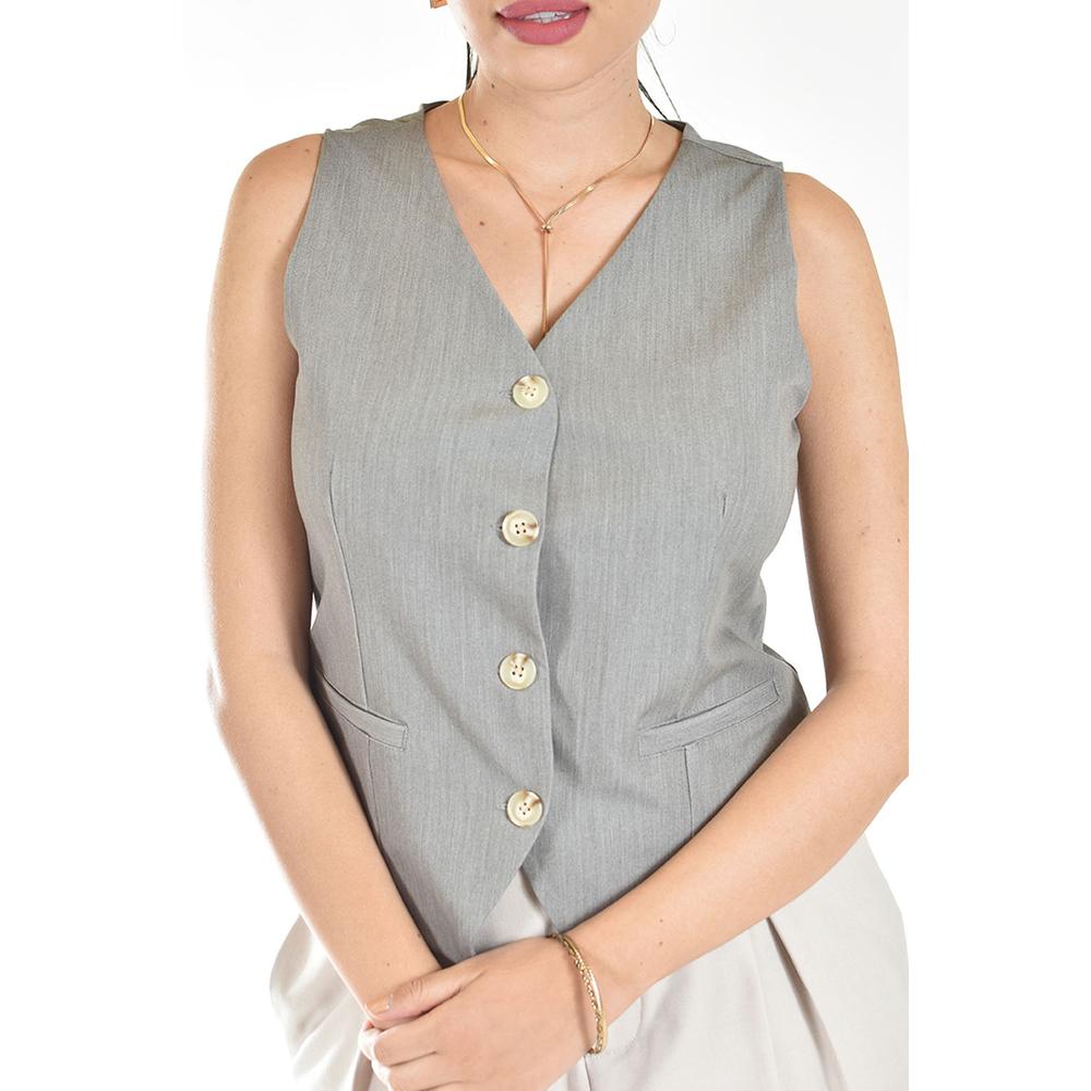 Foto 5 pulgar | Chaleco Estilo Sastre Roman Fashion /juvenil, 2017 (gris) Gris