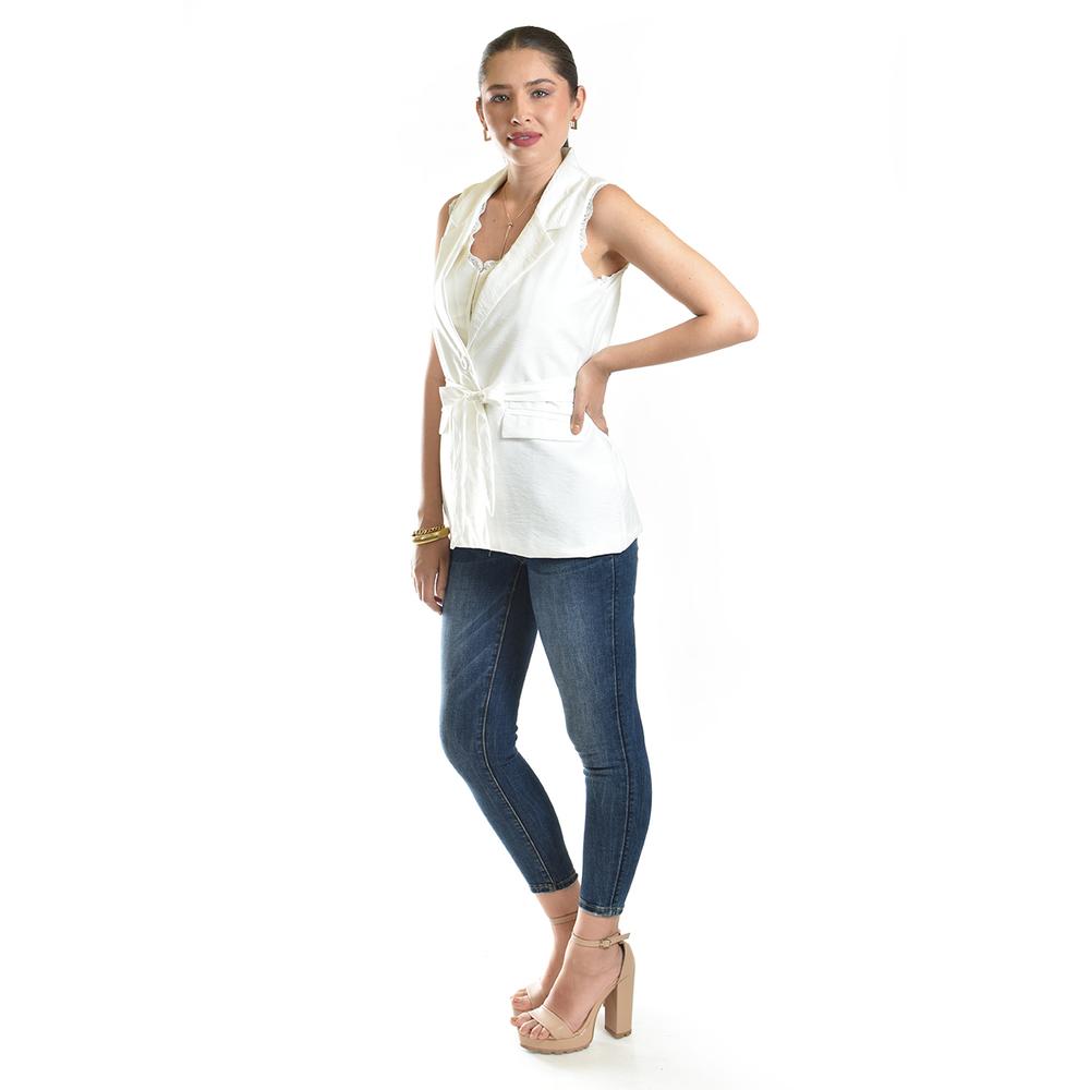 Foto 3 pulgar | Chaleco Elegante Con Cinto Roman Fashion /juvenil, 2557 (blanco) Blanco