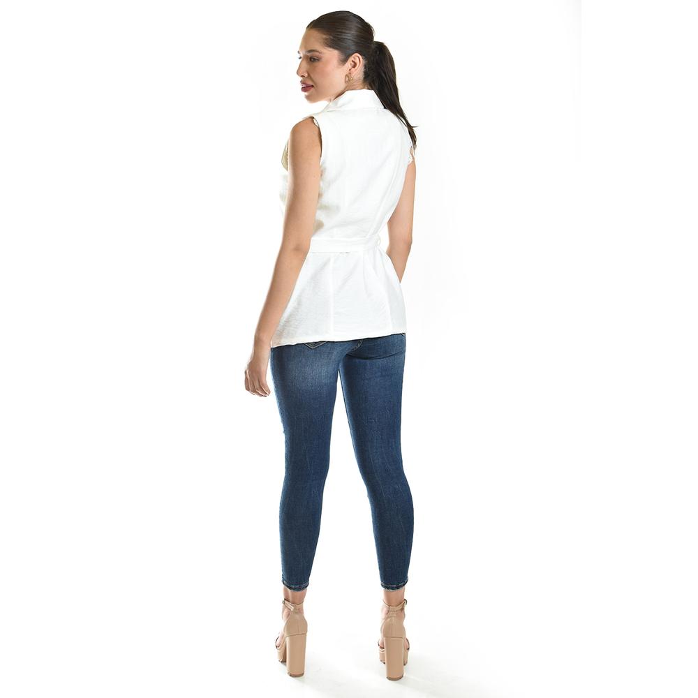 Foto 4 pulgar | Chaleco Elegante Con Cinto Roman Fashion /juvenil, 2557 (blanco) Blanco
