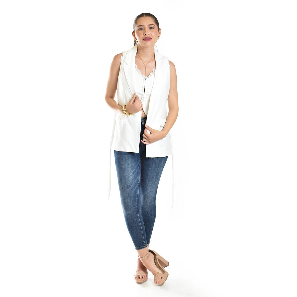 Foto 6 pulgar | Chaleco Elegante Con Cinto Roman Fashion /juvenil, 2557 (blanco) Blanco