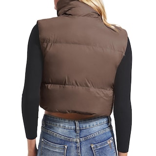 Foto 2 | Chaleco Acolchado Zando Cropped Fashion De Gran Tamaño Para Mujer, Marrón - Venta Internacional.