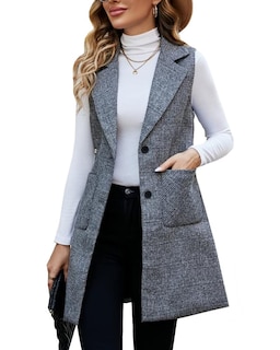 Foto 1 | Chaqueta Tipo Chaleco Kedera, Gabardina Larga Sin Mangas Para Mujer - Venta Internacional.