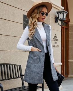 Foto 6 | Chaqueta Tipo Chaleco Kedera, Gabardina Larga Sin Mangas Para Mujer - Venta Internacional.