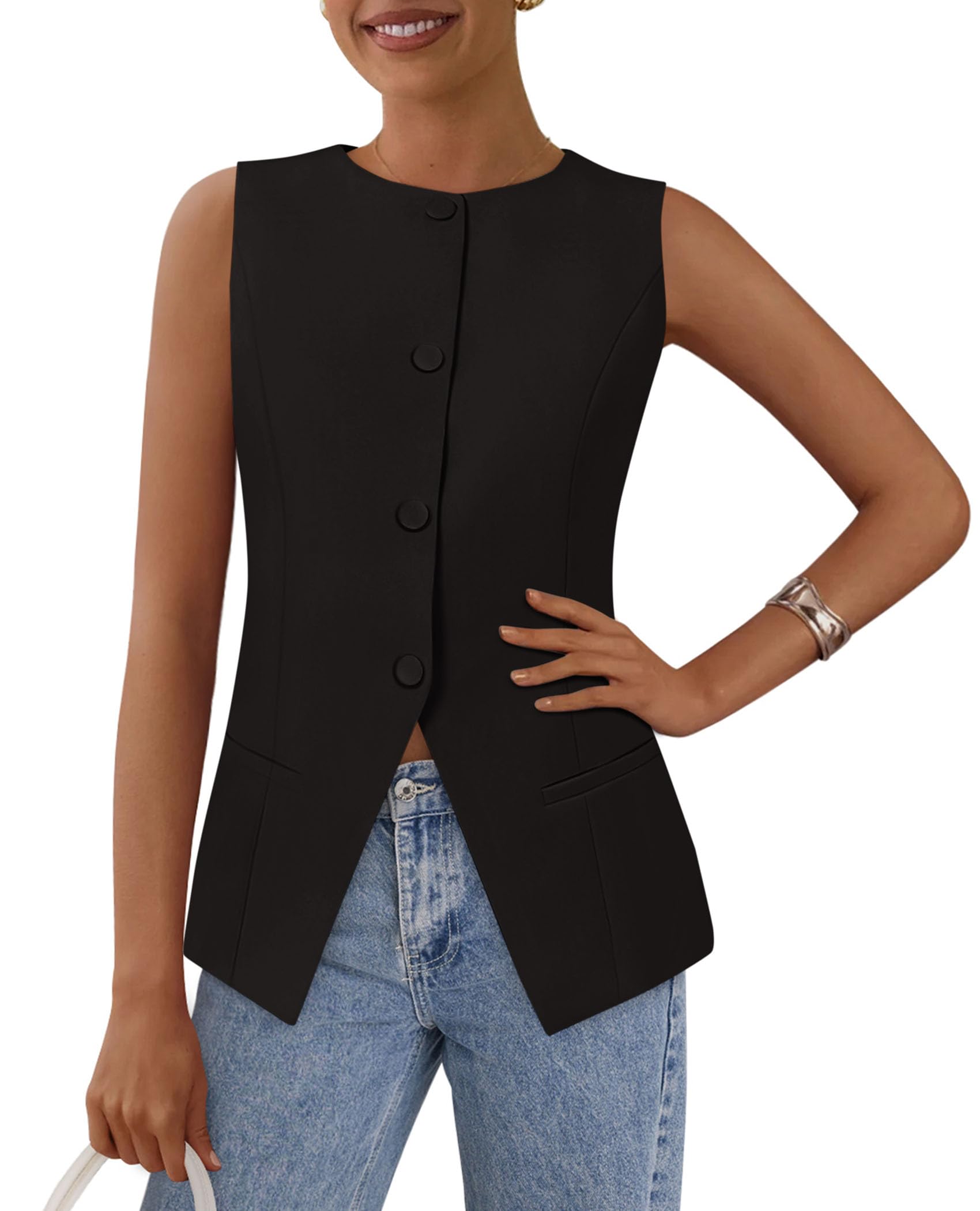 Foto 1 | Chaleco Prettygarden Para Mujer, Vestido De Verano, De Negocios, Negro - Venta Internacional.