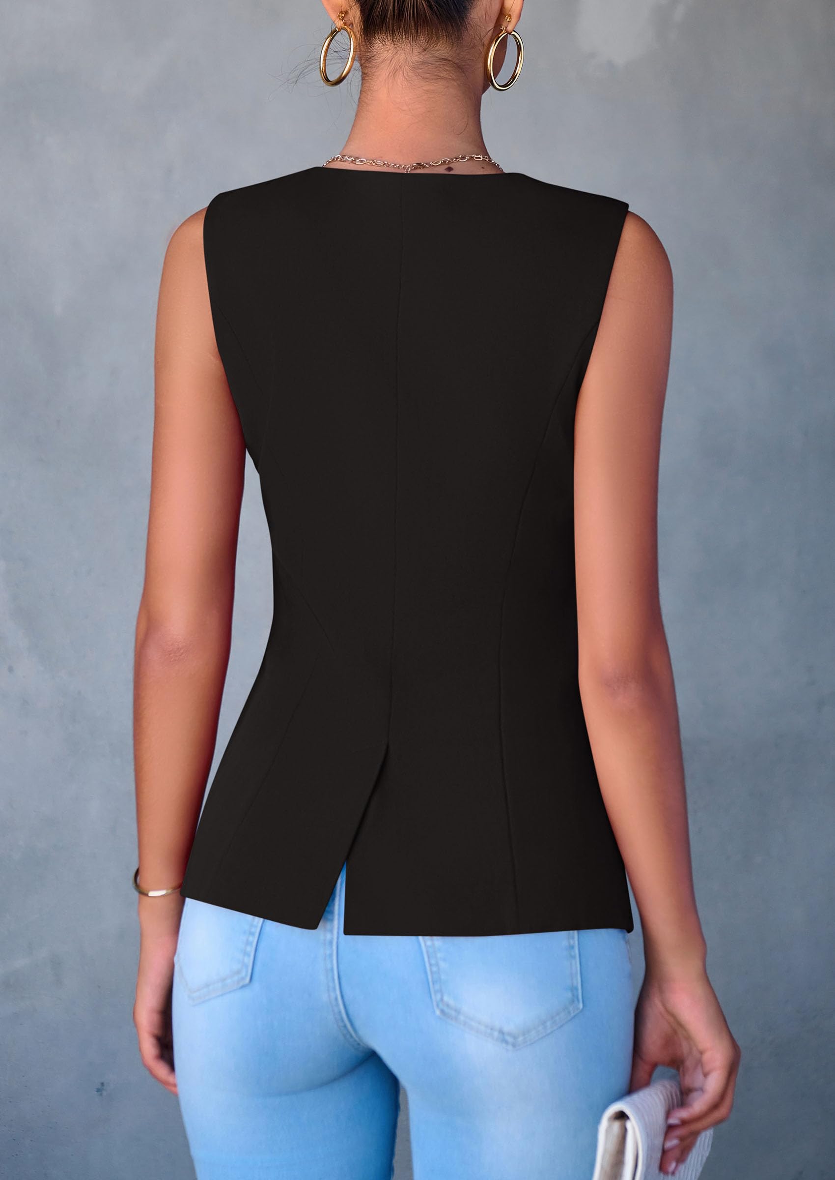 Foto 2 | Chaleco Prettygarden Para Mujer, Vestido De Verano, De Negocios, Negro - Venta Internacional.