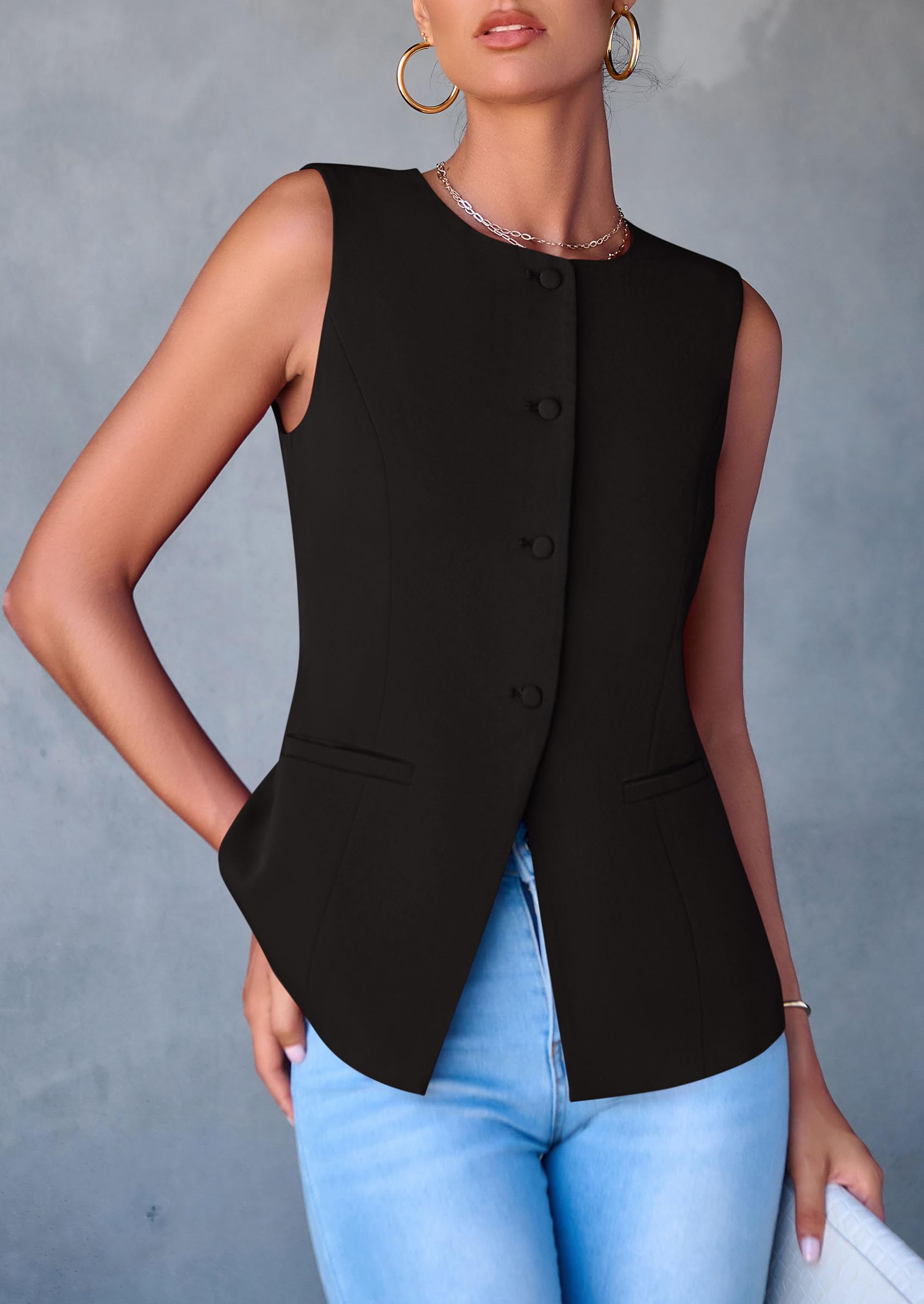 Foto 6 pulgar | Chaleco Prettygarden Para Mujer, Vestido De Verano, De Negocios, Negro - Venta Internacional.