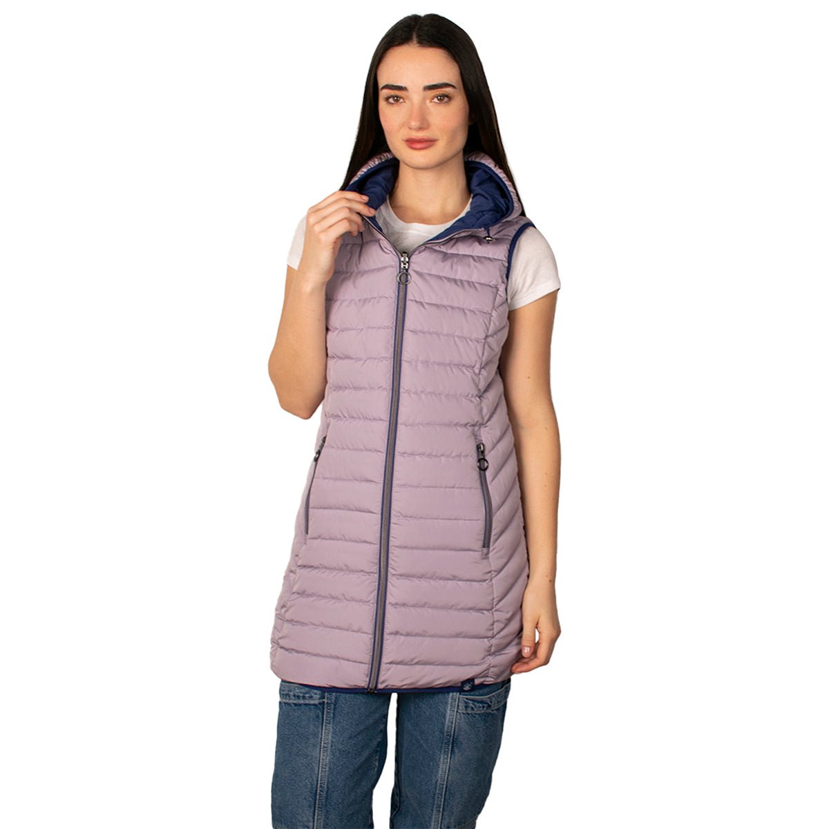Foto 2 pulgar | Chaleco Largo Greenlander Acolchado Con Capucha Ligero Y Casual Para Mujer