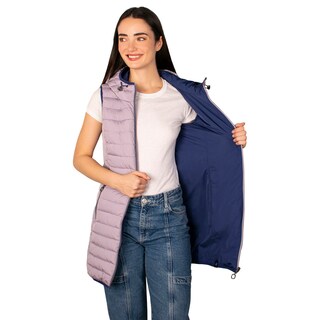 Foto 2 | Chaleco Largo Greenlander Acolchado Con Capucha Ligero Y Casual Para Mujer