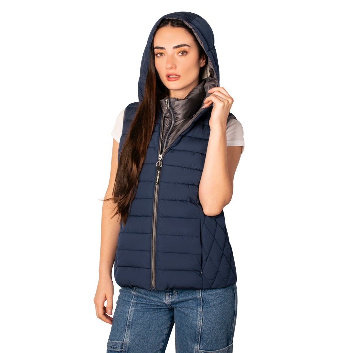 Foto 2 pulgar | Chaleco Greenlander Capitonado Cómodo Casula Con Capucha Para Mujer