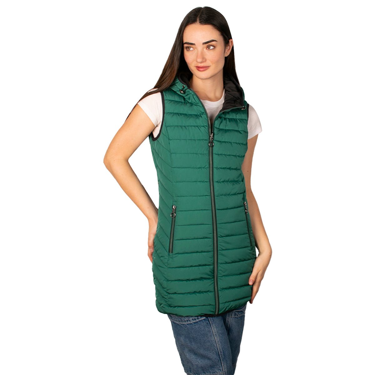 Foto 2 pulgar | Chaleco Largo Greenlander Acolchado Con Capucha Ligero Y Casual Para Mujer