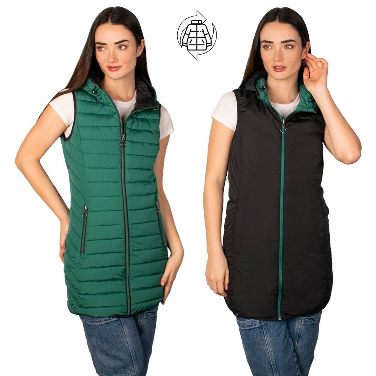 Foto 3 pulgar | Chaleco Largo Greenlander Acolchado Con Capucha Ligero Y Casual Para Mujer