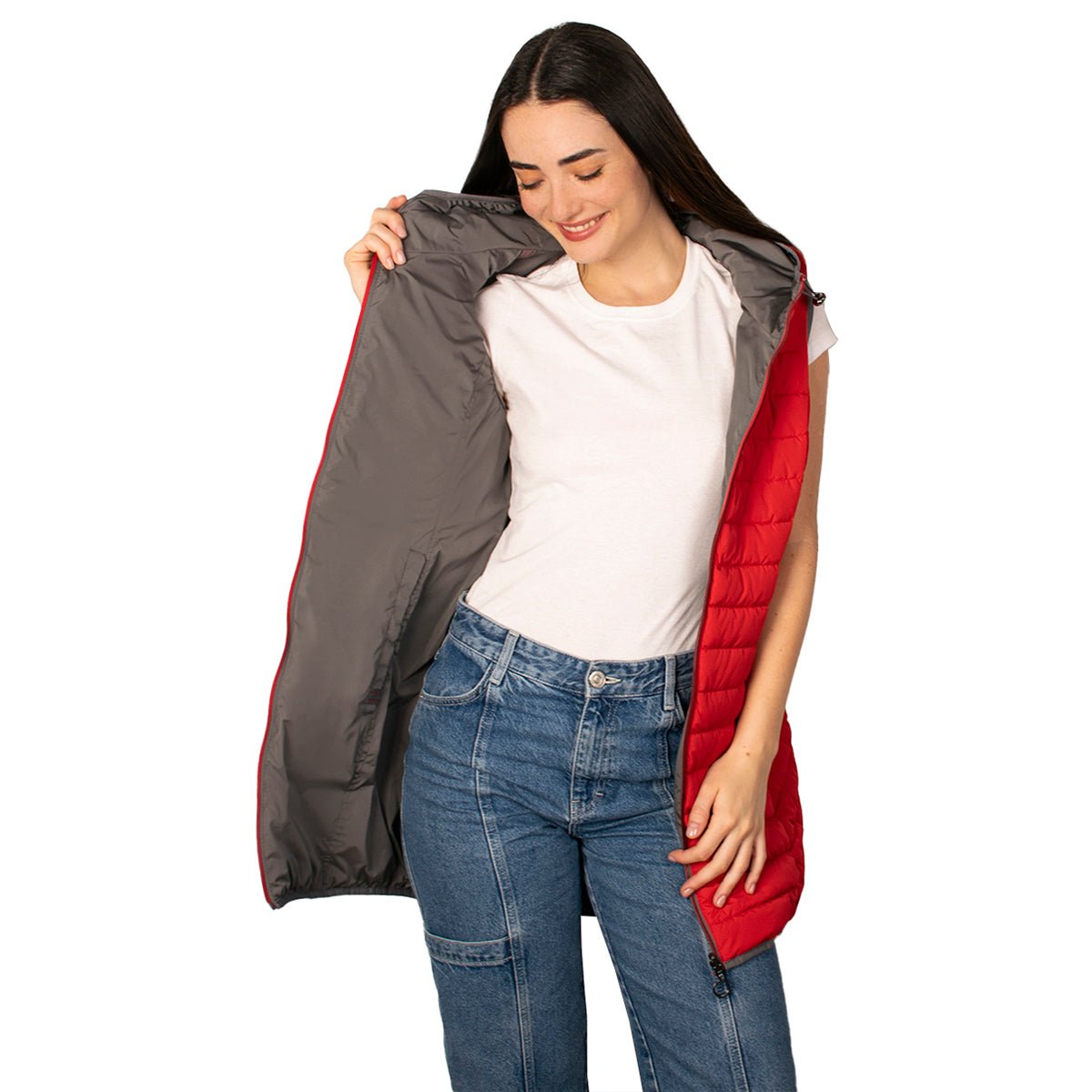 Foto 2 | Chaleco Largo Greenlander Acolchado Con Capucha Ligero Y Casual Para Mujer
